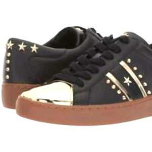 MICHAEL KORS Womens Frankie Leather Stripes Studs Sneaker Excellent cond Sz 9.5